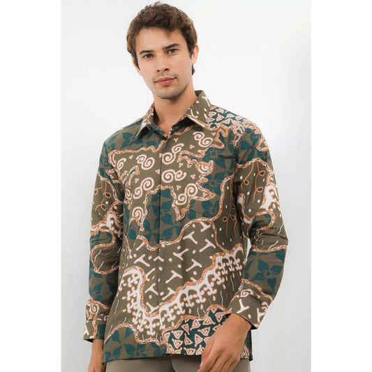 Krisna Batik Elegance in Alfred Green Premium katoenen batik shirt, heren batik, heren batik shirt, heren shirt 