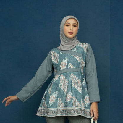 Brawee Isyana Motif Combination Cotton Batik Blouse, Batik For Work, Batik Adiba, Women Blouse, Batik Blouse, Batik for Women