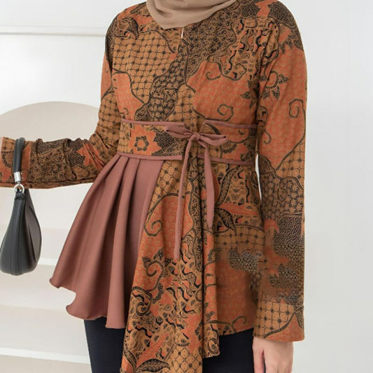 Brawee Ayunda Lasem Sogan Series Batik Blouse, Batik For Work, Batik Adiba, Women Blouse, Batik Blouse, Batik for Women