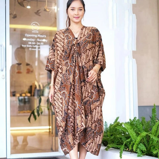 Elevate Your Style with Hestini Modern Batik Kaftan Dress A Fusion of Tradition and Fashion, Batik Dress, Bohemian Dress, Ethnic Dress