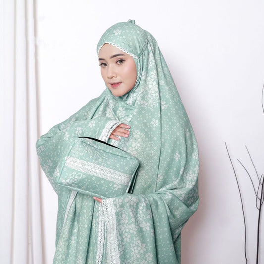 Adult Lace Rayon Mukena with Exquisite Donita Pattern, Muslim prayer outfit, Gamis dress, Prayer dress women, Jilbab dress