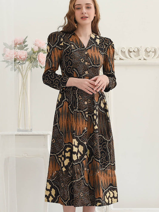 Exquisite Long Sleeve Batik Maxi Dress Nuansa Batik, Batik Dress, Batik, Boho Dress, Bohemian Dress, Ethnic Dress