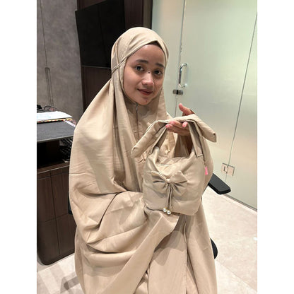 Adult Mukena Premium Micro Cotton Travel Mukena 2in1 Ribbon Muslim Prayer Dress