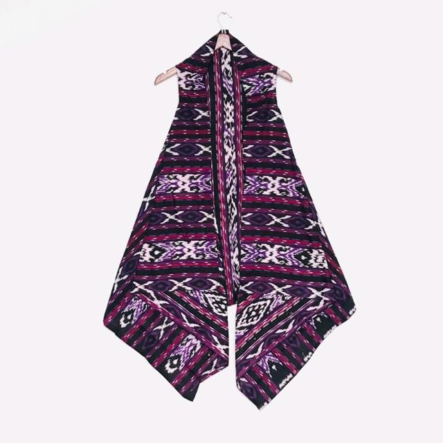 Women's Batik Woven Pattern Cotton Songket Vest Modern Outer Girl Tops